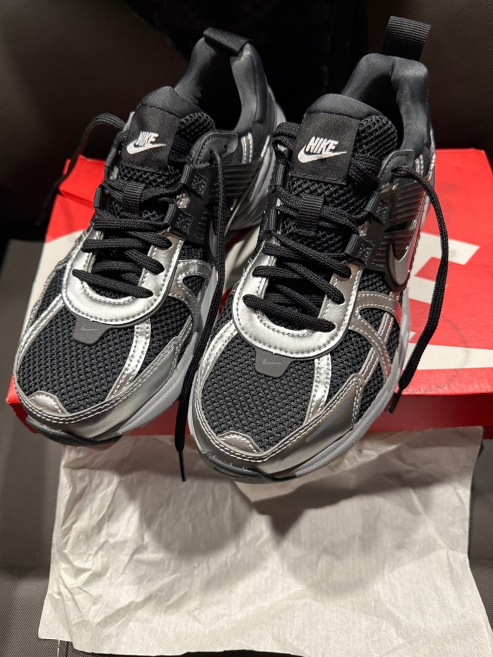 Nike Black and Silver Mesh Trail Running Shoes